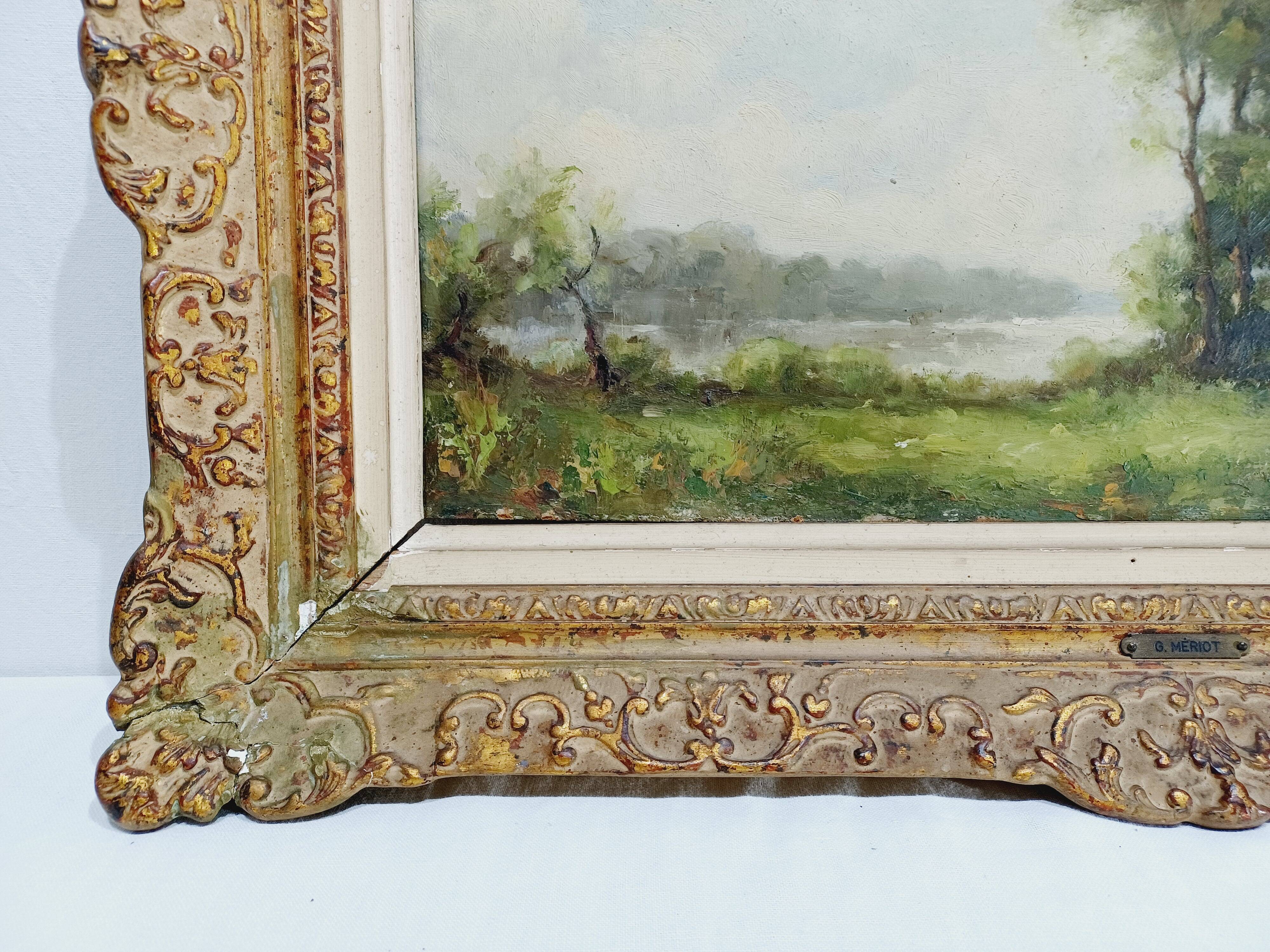G. Mériot - Oil on panel "The Creuse at Bénévent"