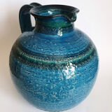 Vase pitcher blue 60s Aldo Londi Italy