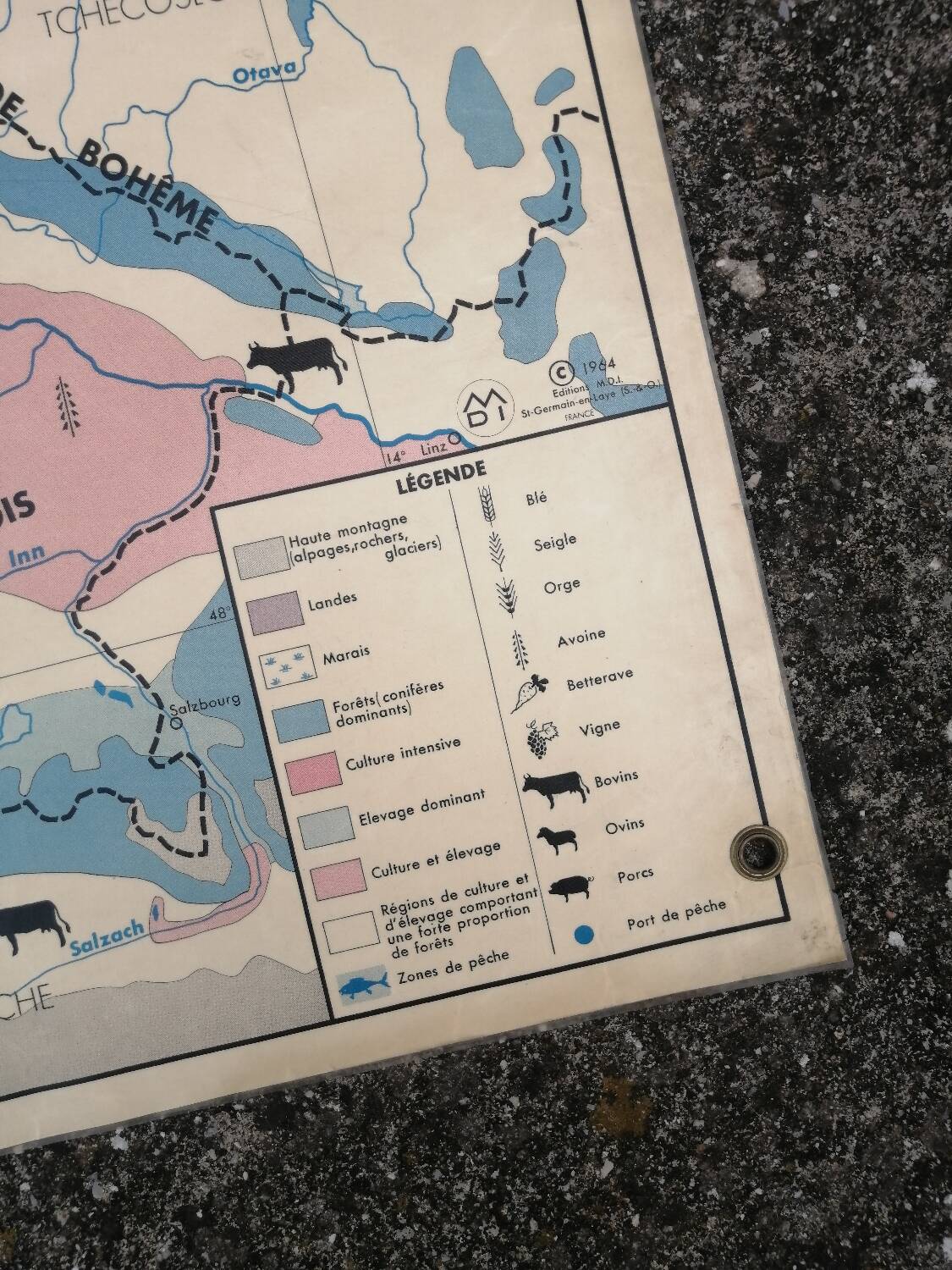 Old MDI map Germany Agricultural and vintage population