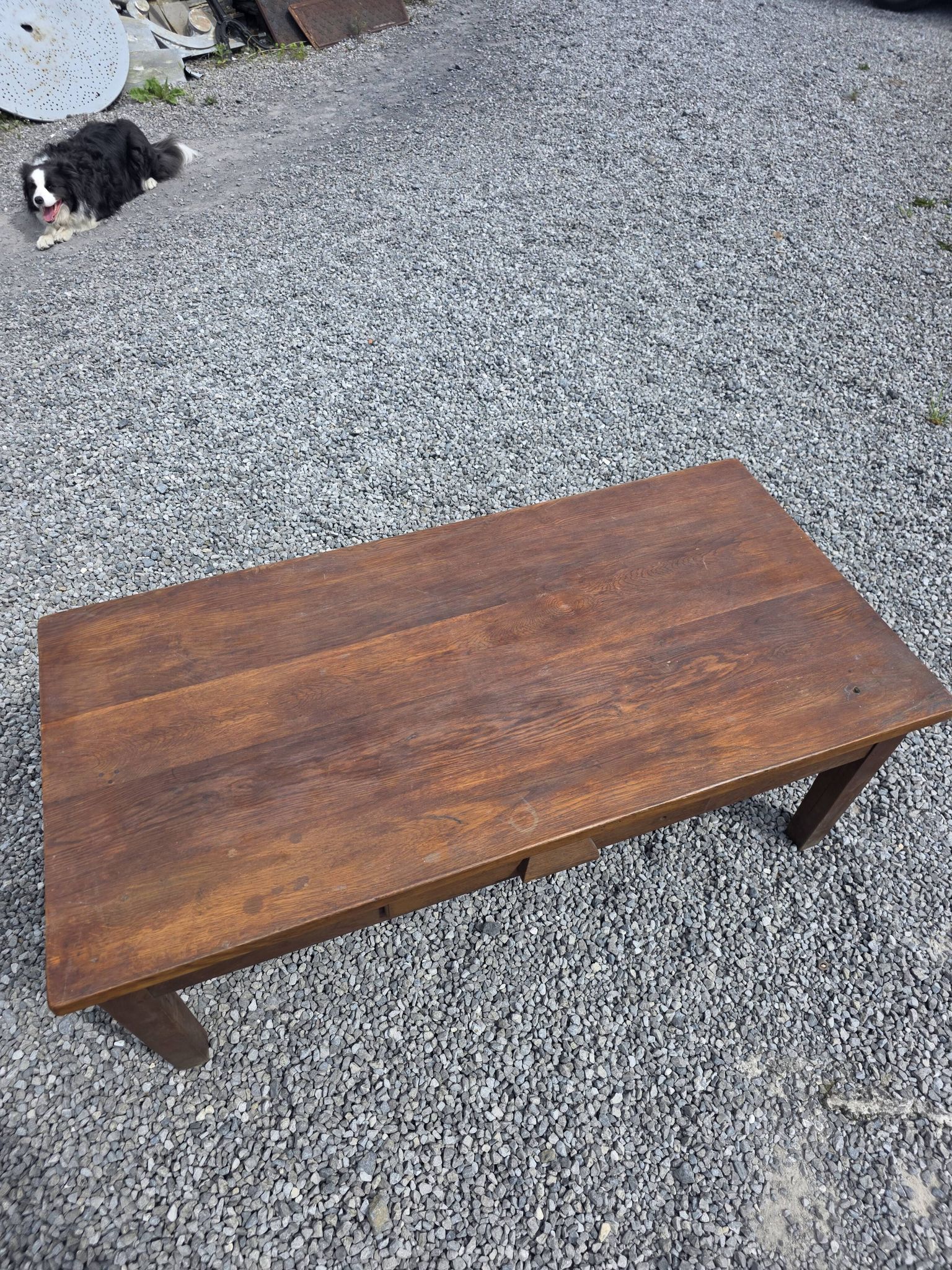 Antique solid oak coffee table, 130cm L
