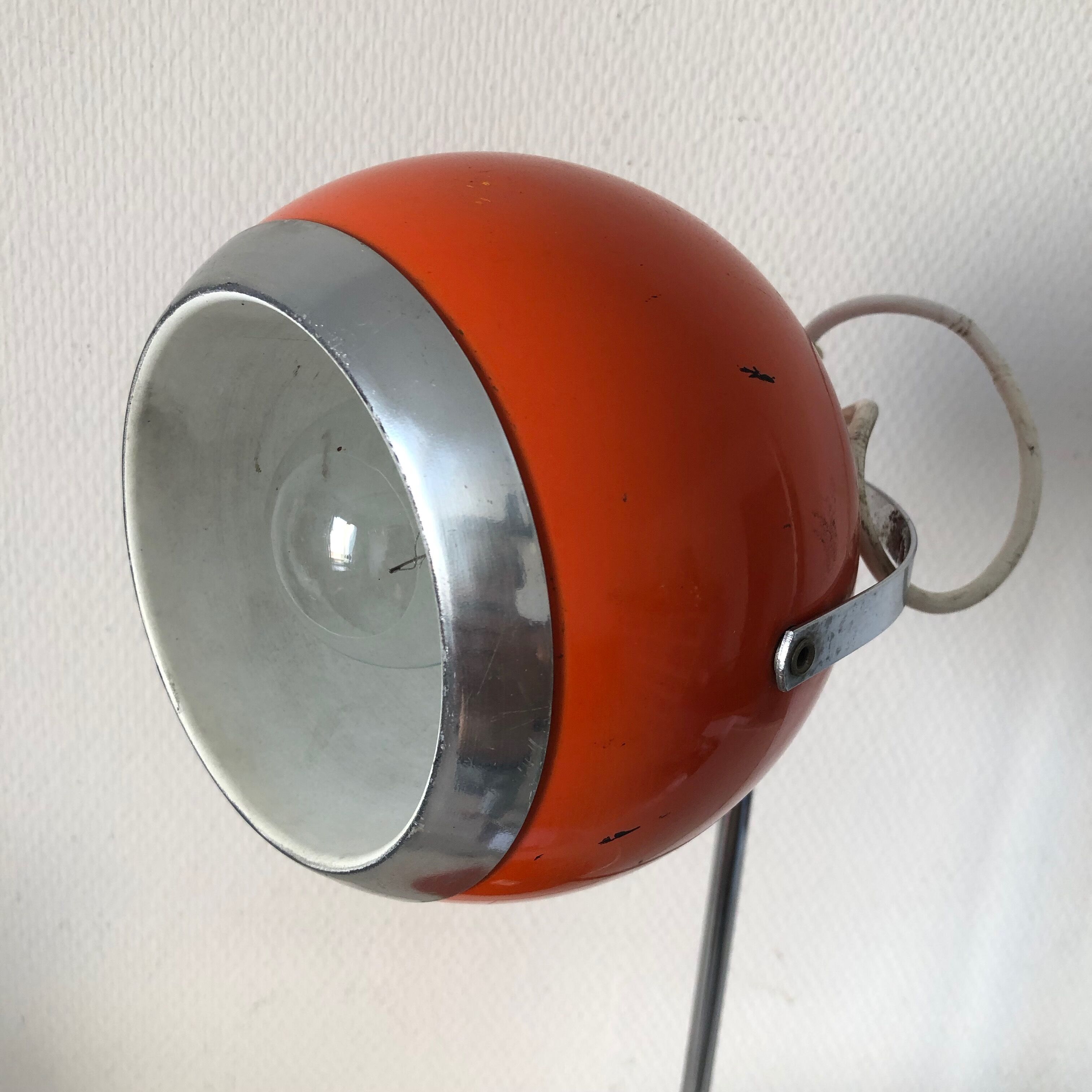 Large eyeball lamp carrot, vintage 1970s