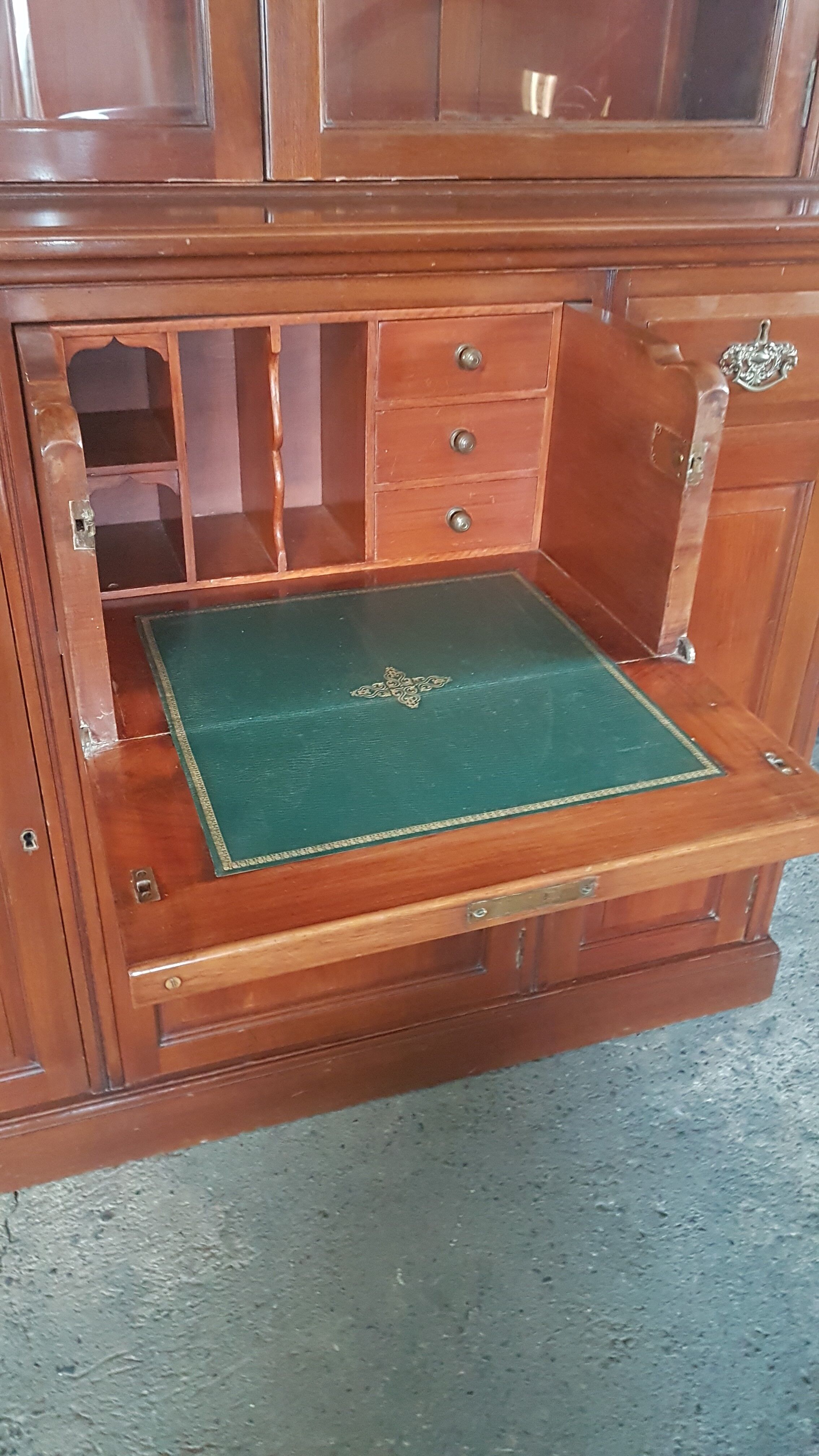 English secretary in old mahogany