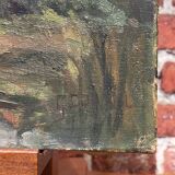 Oil on canvas of a pond edge