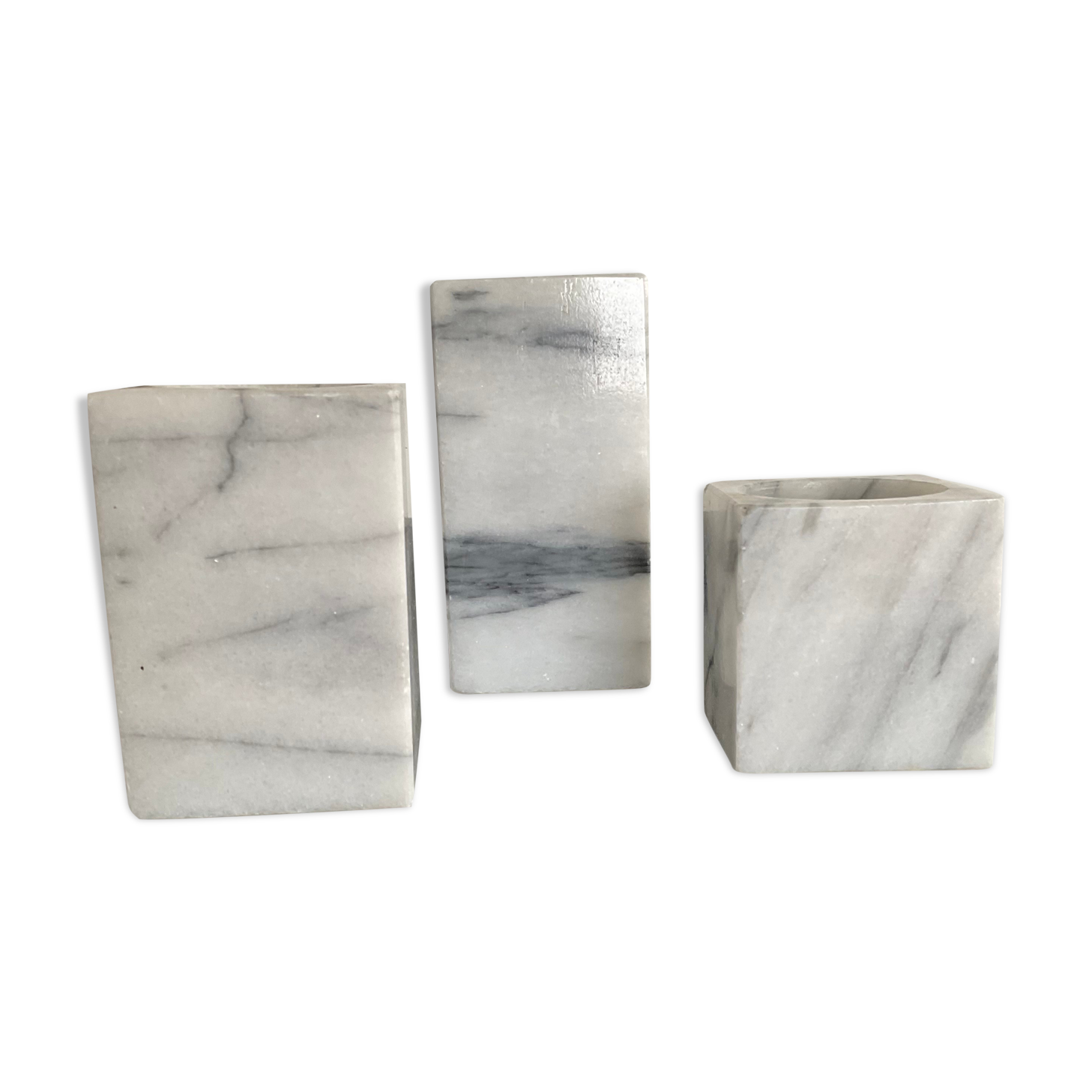 Trio Of marble candle holders from the 70s