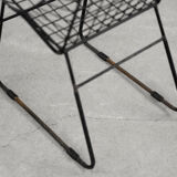 Original Vintage Scandinavian Mid-Century Modern Minimalist Black Wire Prototype Chair, 1960s, Set o
