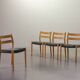 Niels Otto Moller Dining Chairs Model 84 Solid Beech Wood with Grey Velvet