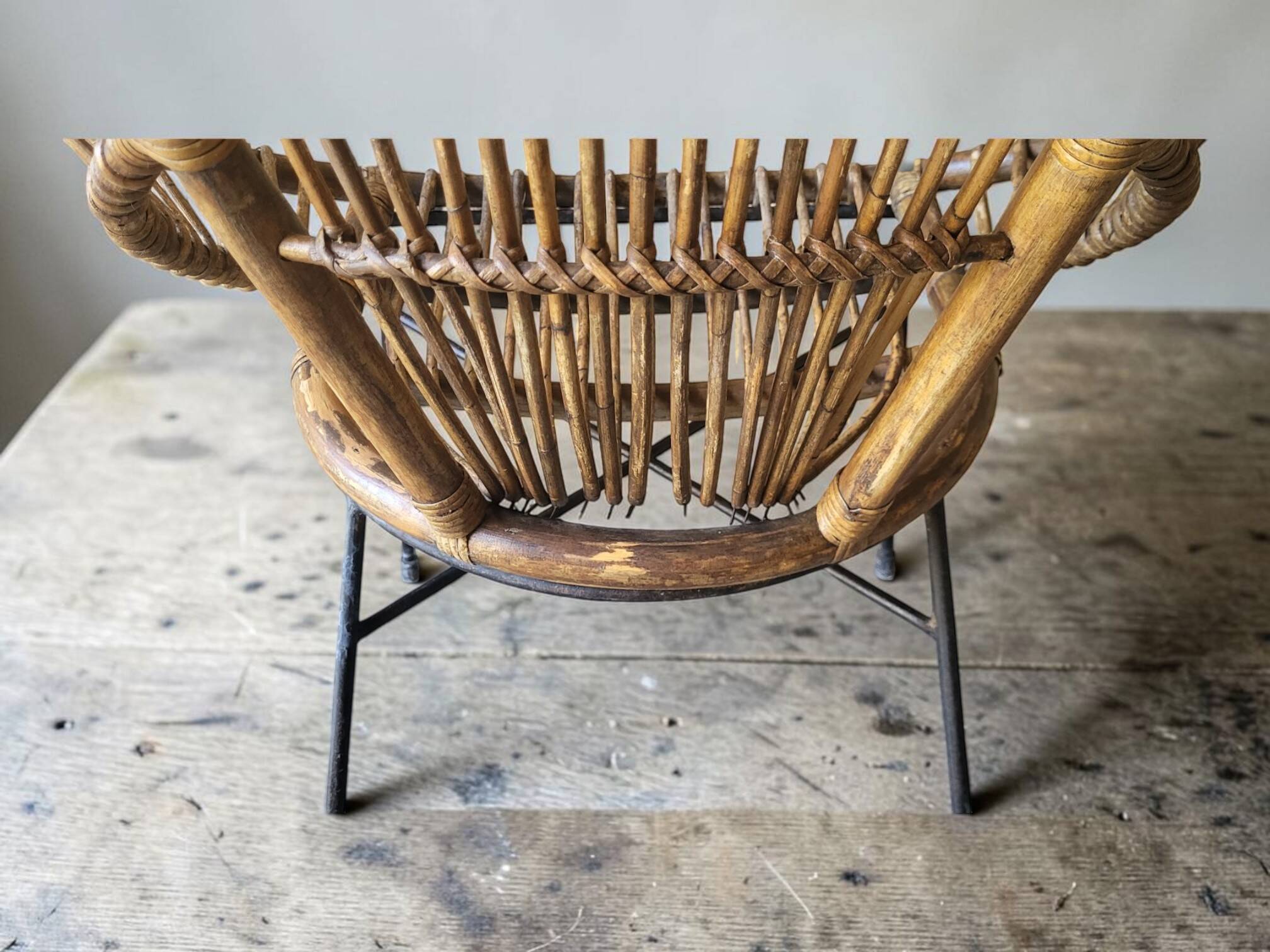 Paire de fauteuils en rotin, années 60