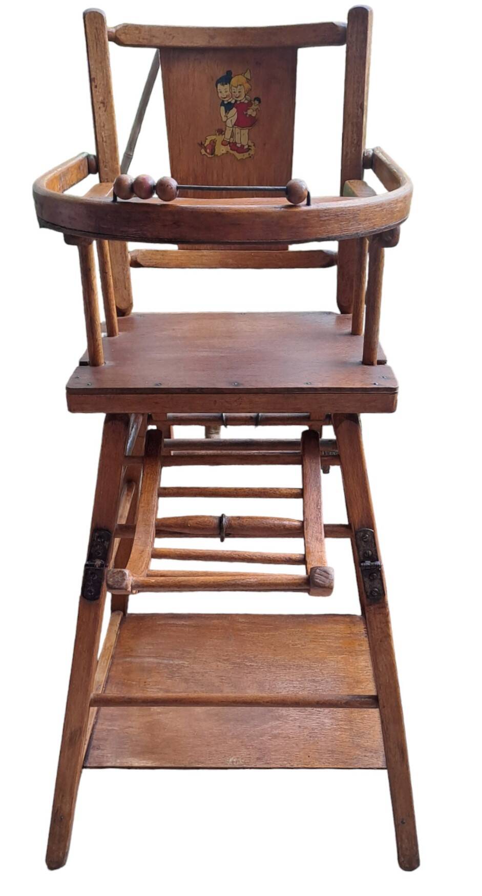 Vintage wooden baby high chair