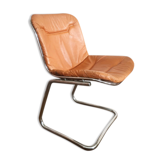 Chair vintage chrome and leather, 1970