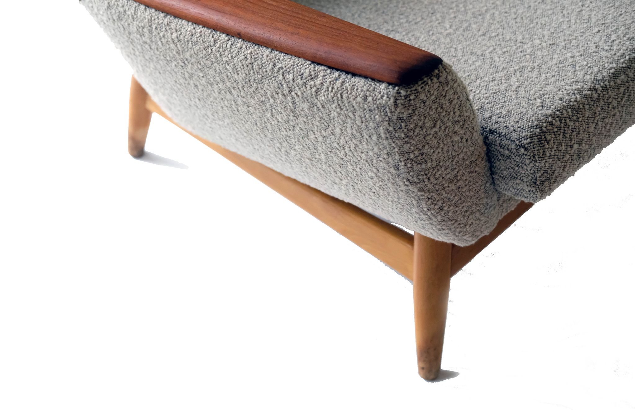 Mid-century scandinavian 3-seater sofa made of teak & boucle, norway 1970's