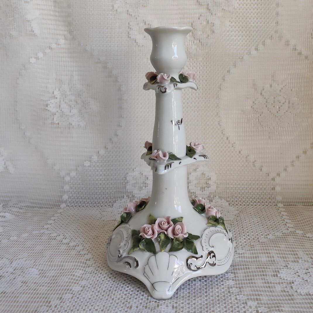 Ornamented porcelain candle holder