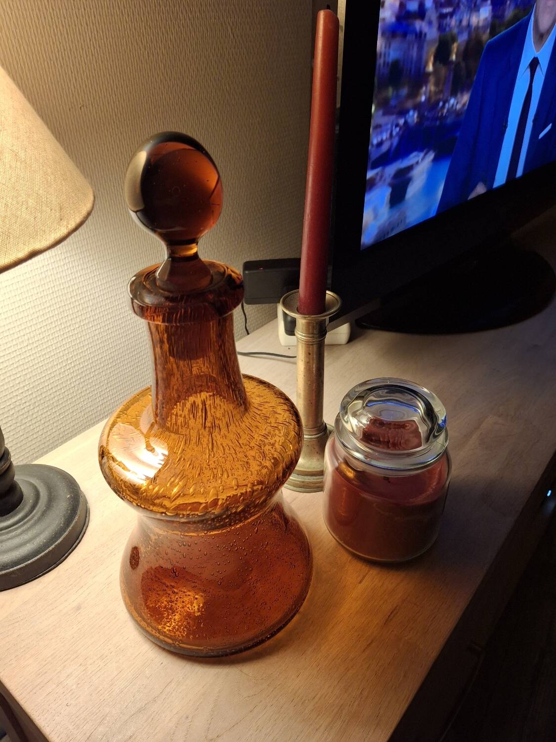 Vase Carafe whisky verre souffle brun