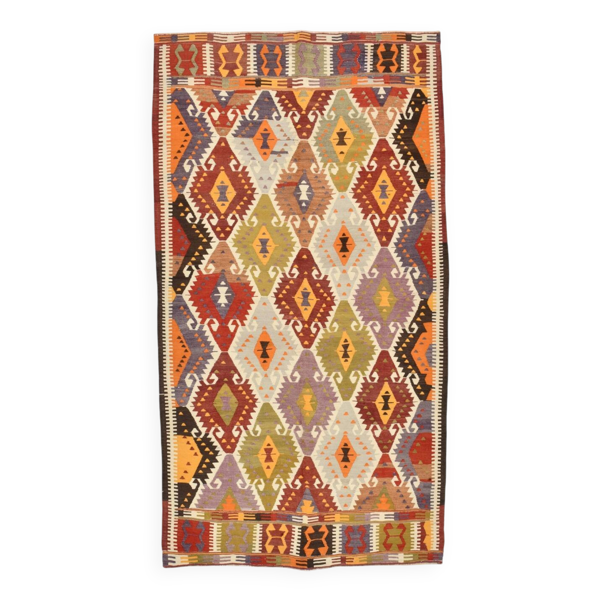 5x9 Geometric Style Vintage Kilim Rug,