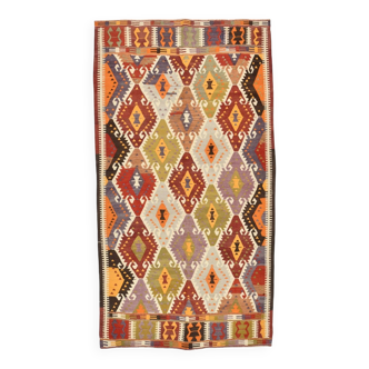 Tapis Kilim Vintage de Style Géométrique 5x9,