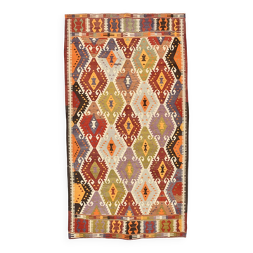 5x9 Geometric Style Vintage Kilim Rug,