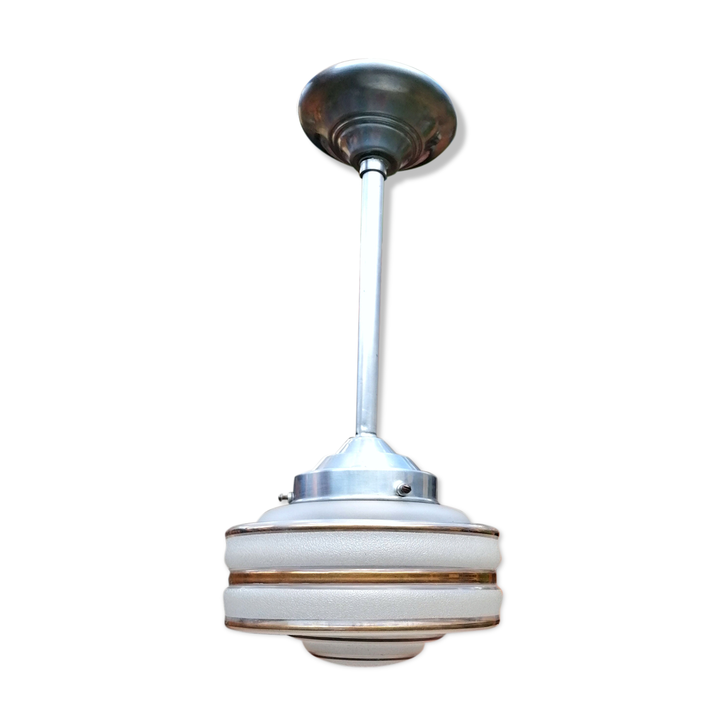 Suspension lamp globe granite glass and gilding, art deco style 30s