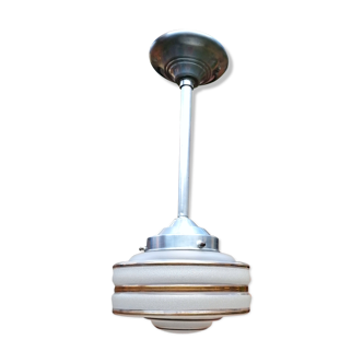 Suspension lamp globe granite glass and gilding, art deco style 30s