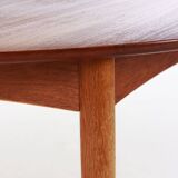 circular extendable table oak and teak Denmark 50s/60s