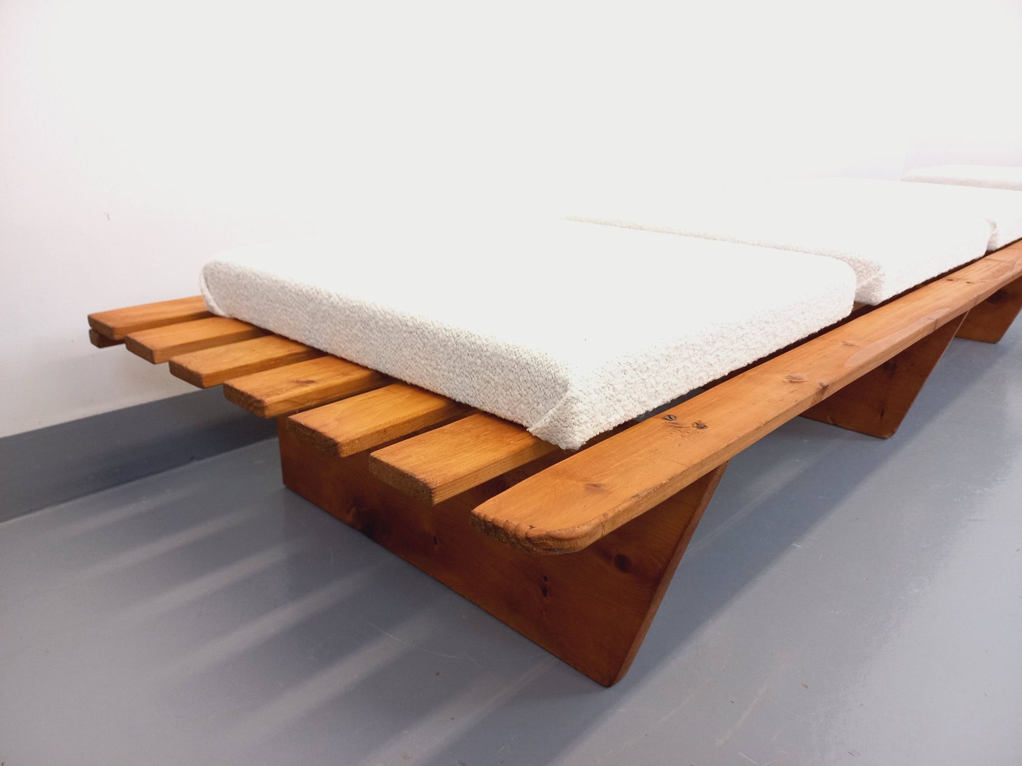 Pair of vintage  Perriand style  pine benches