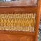 Vintage wood and rattan chest bench