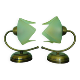 2 wall lights, opaline lampshade 1960/1970