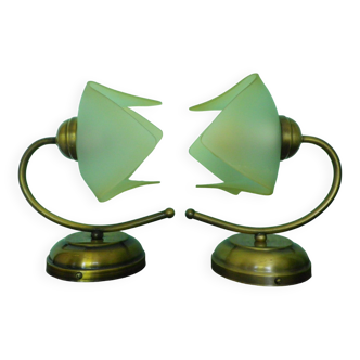 2 wall lights, opaline lampshade 1960/1970