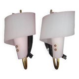 Pair of wall lights 1950 1960 Design Geru Leuchten Plexiglas and Brass