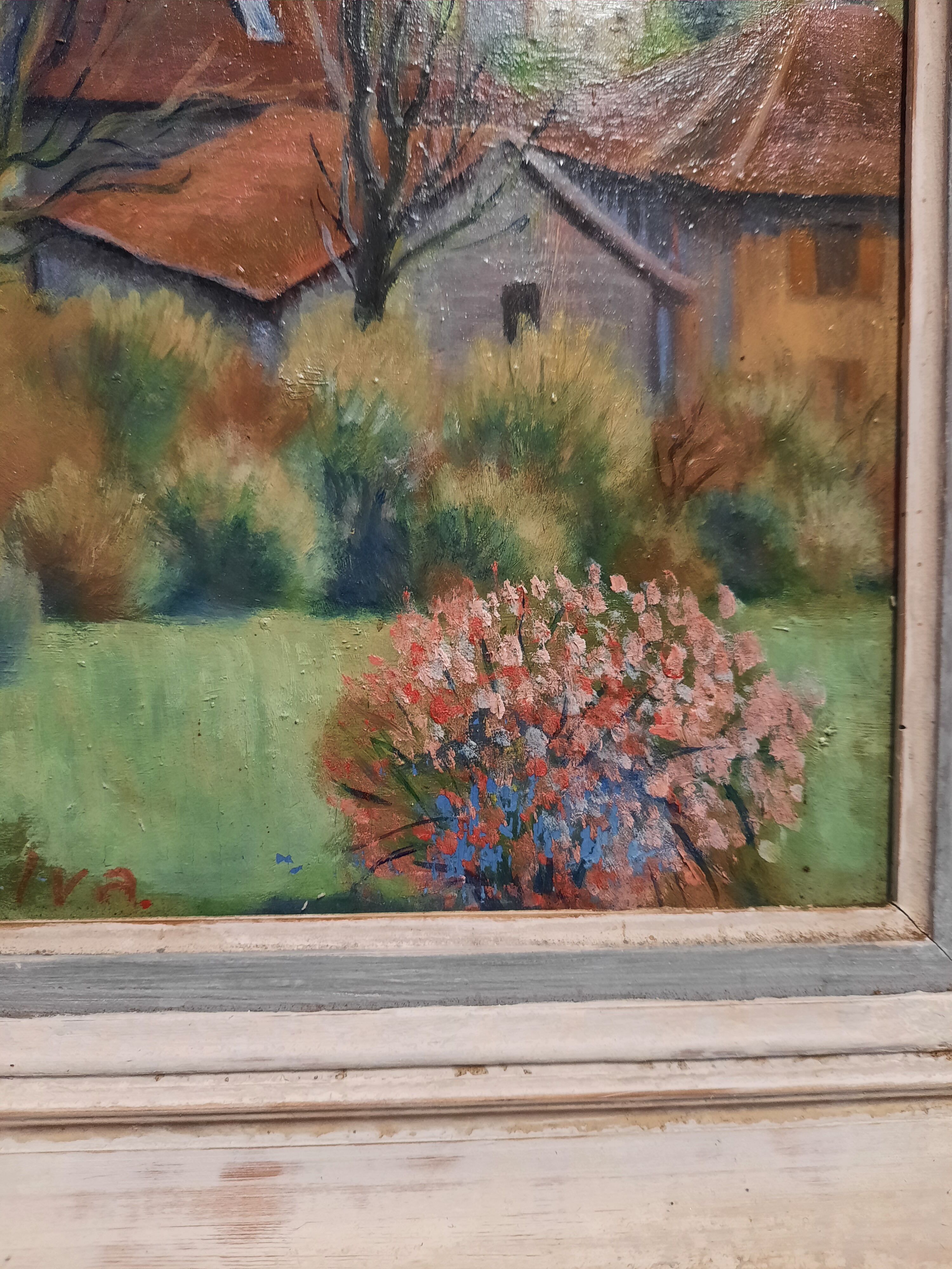 Oil on canvas landscape in the countryside