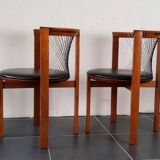 Niels Jorgen Haugesen String wood and leather chairs for Tranekaer, Denmark