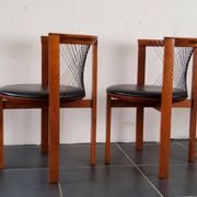 Niels Jorgen Haugesen String wood and leather chairs for Tranekaer, Denmark