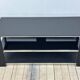 Tv hi-fi unit in black melamine and brushed aluminium, vintage 80s.