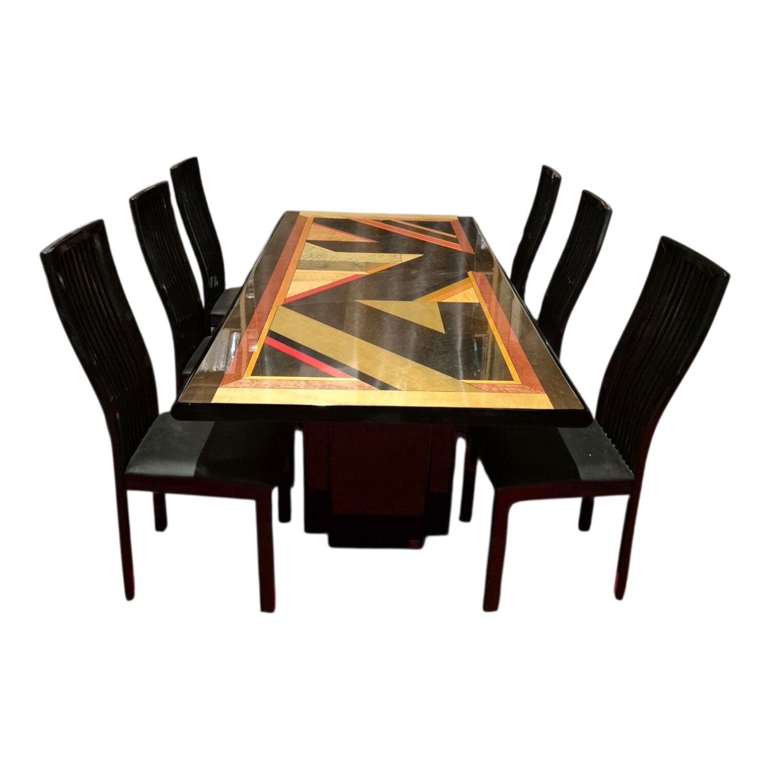 Maurice Villency GC Colombo Italia black lacquer high-gloss dining set