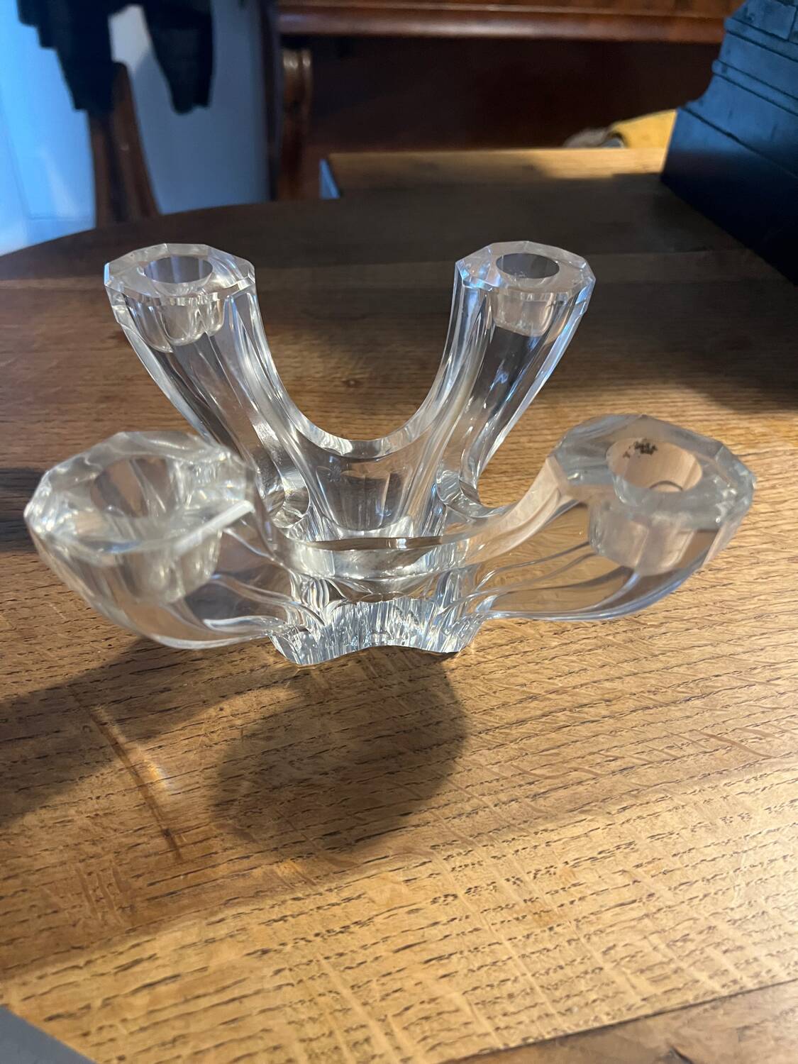 Signed crystal candle holder