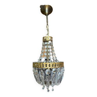 Lustre ancien montgolfière avec pampilles