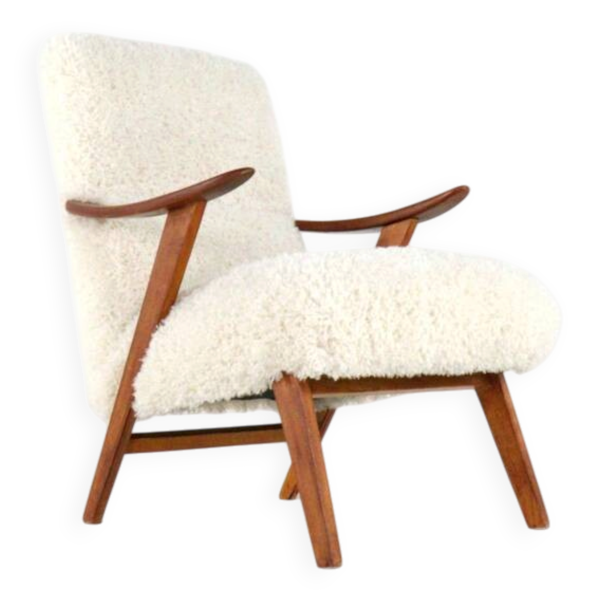 Fauteuil crème blanc doodle 'Almere' - tapisserie unique - design vintage