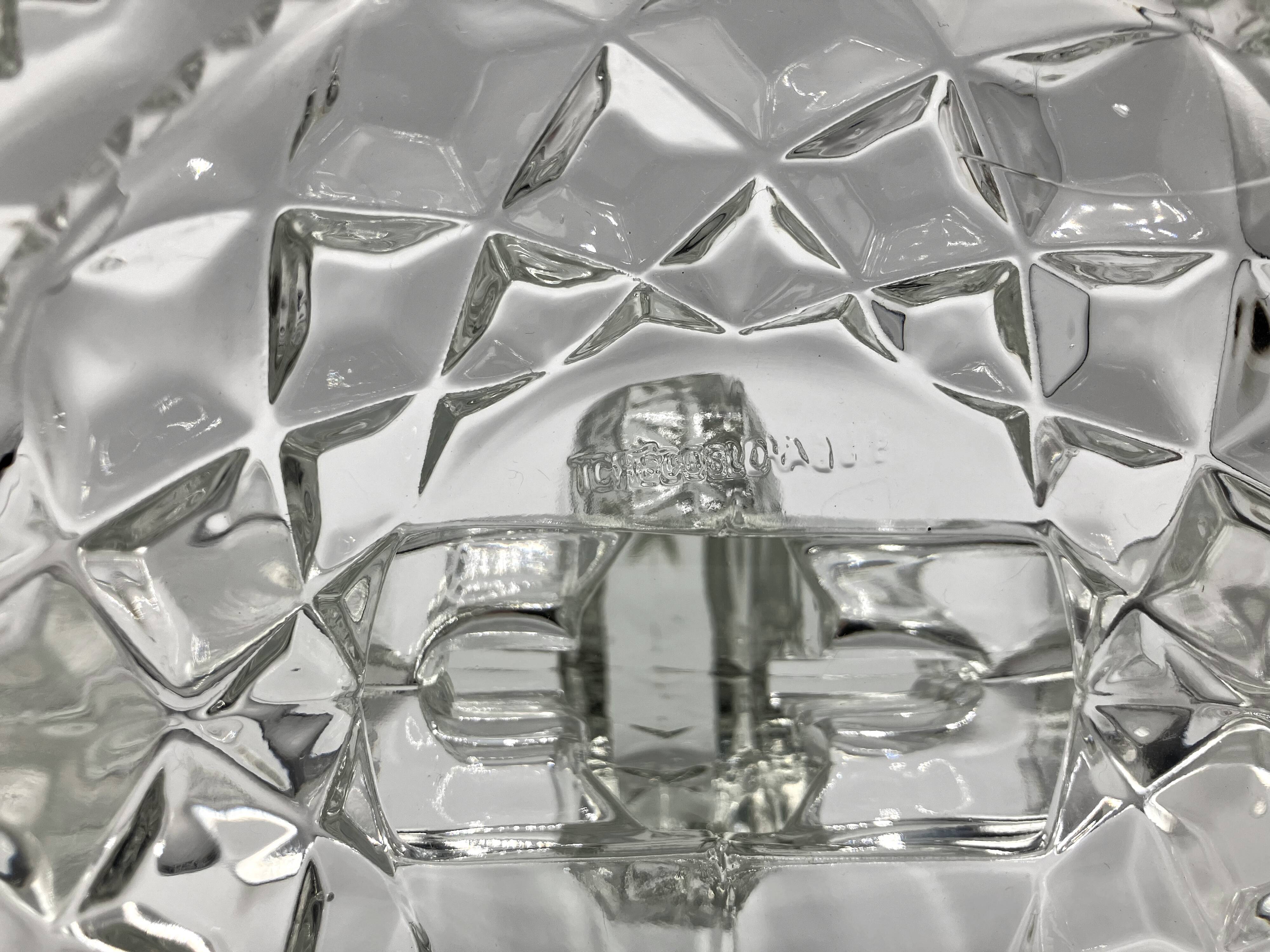 SKLO UNION Libochovice double candlestick • 2-flame pressed glass candle holder • Art Deco