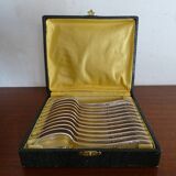 12 dessert spoons Apollo silver metal 1920 in case