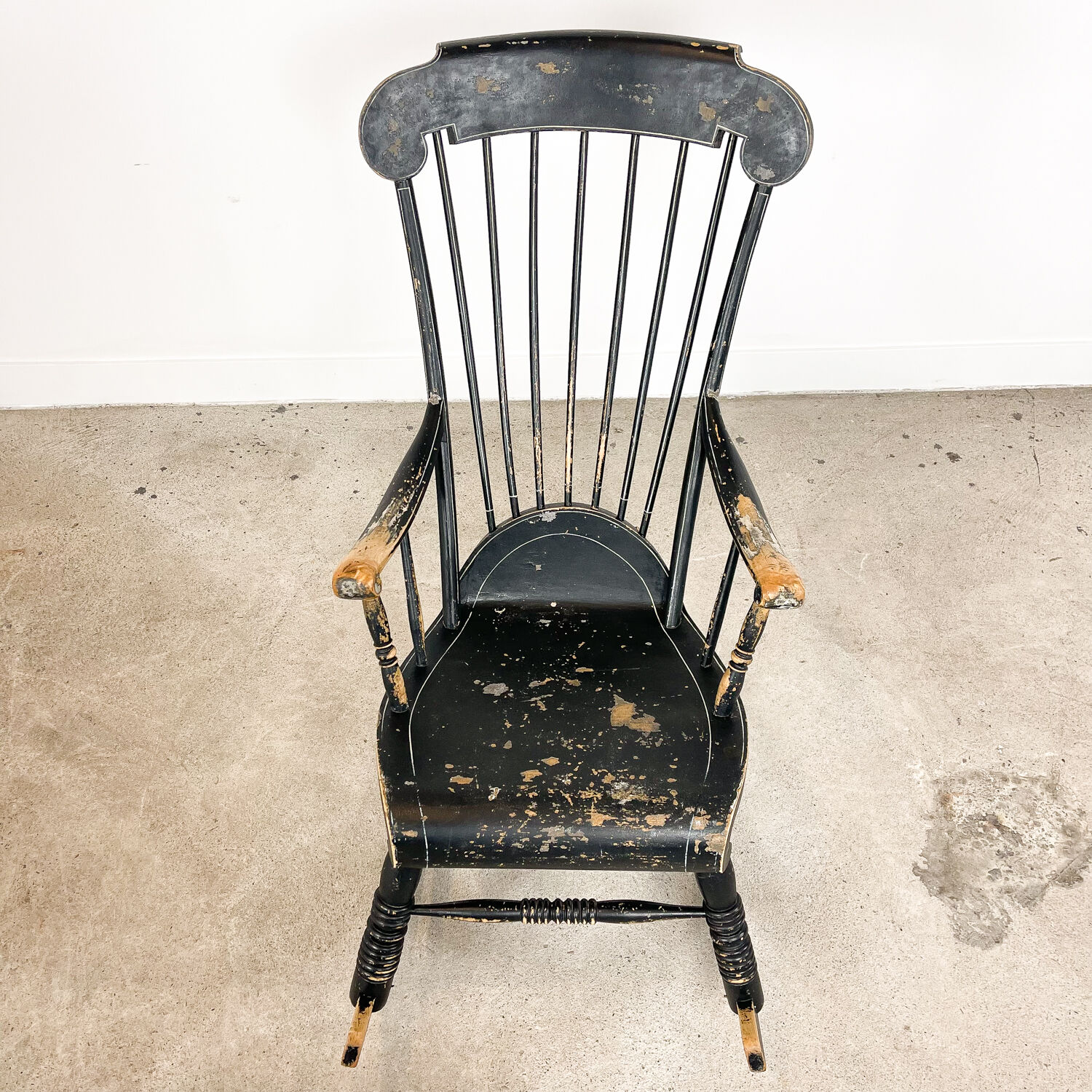 Swedish antique black painted rocking chair