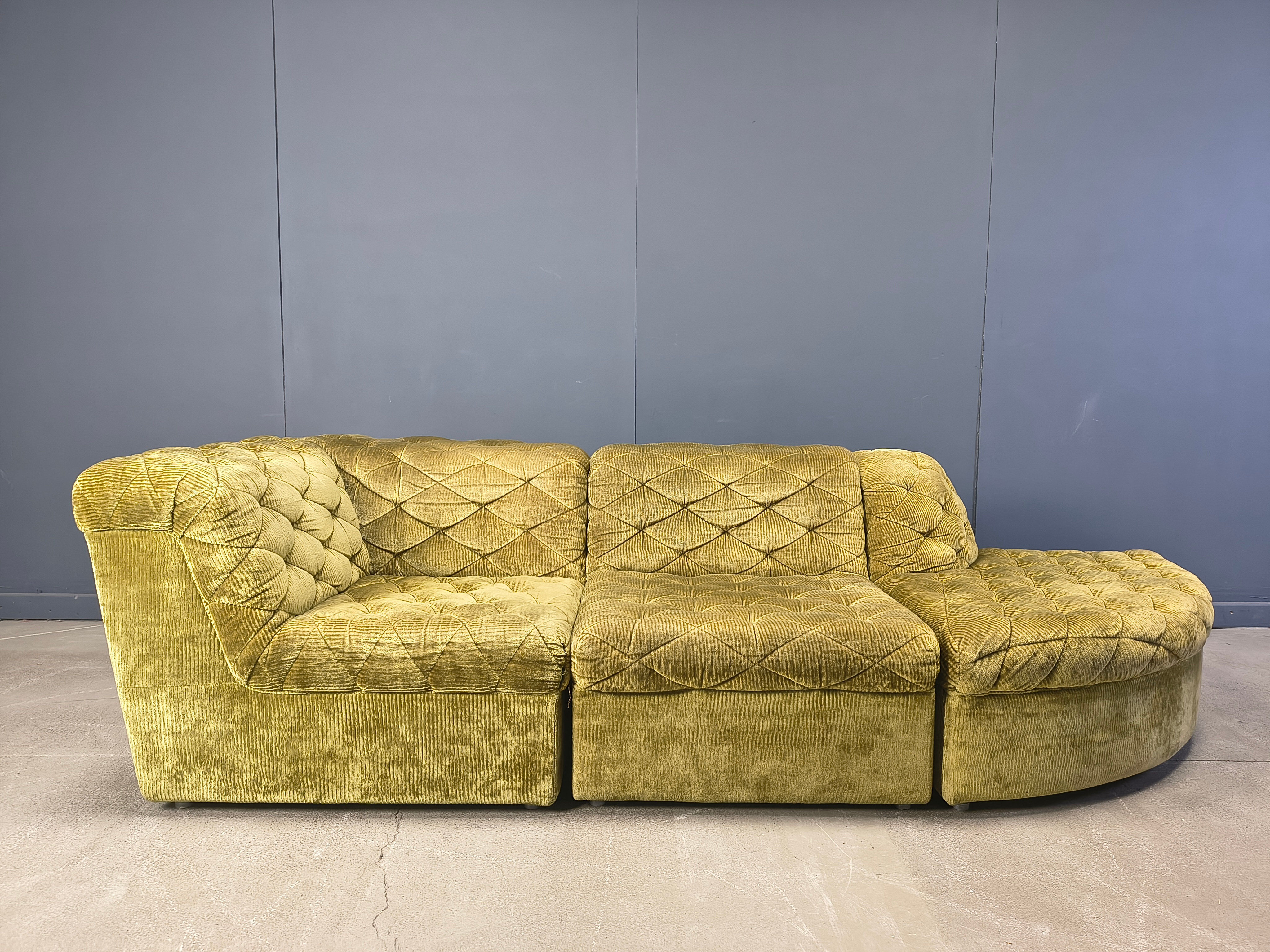 Vintage velvet modular sofa by Laauser, 1970s
