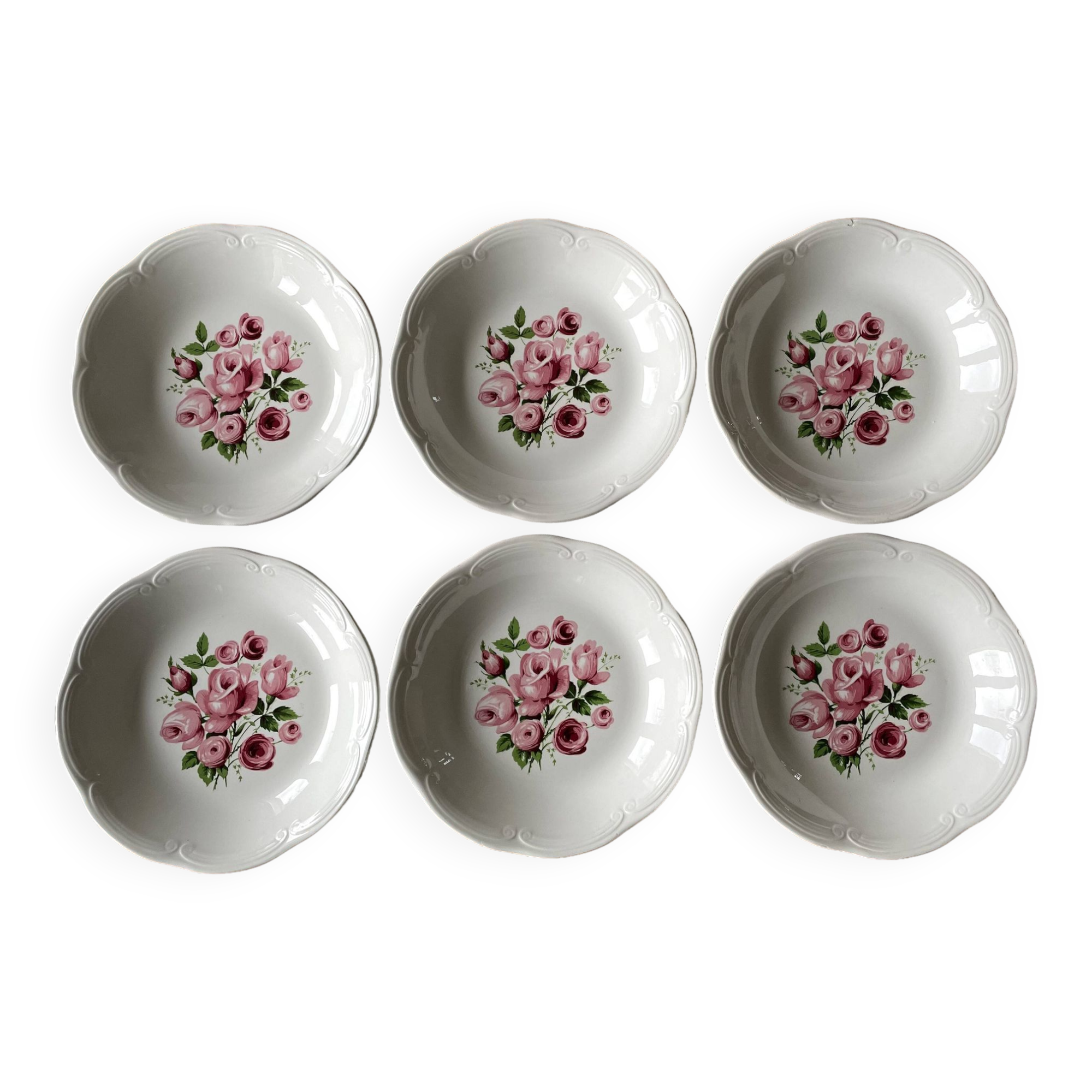 6 old earthenware plates from Saint-Amand (North)