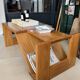 Brutalist coffee table in solid elm — Maison Regain (1970s)