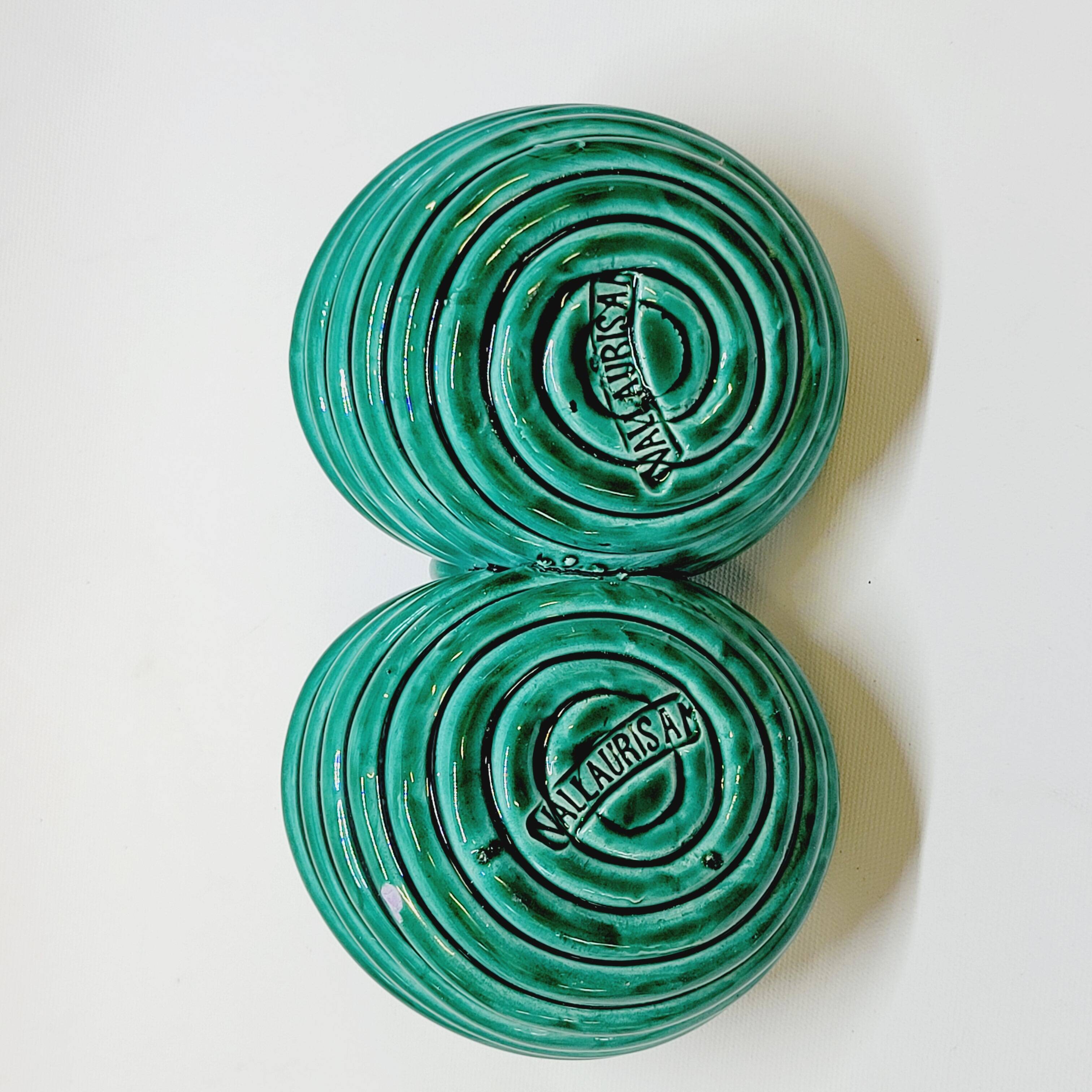 Double coupelle en céramique turquoise vallauris a m vintage