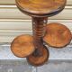 Turned wooden gueridon side table, solid turned, Charles Dudouyt style, 1960.