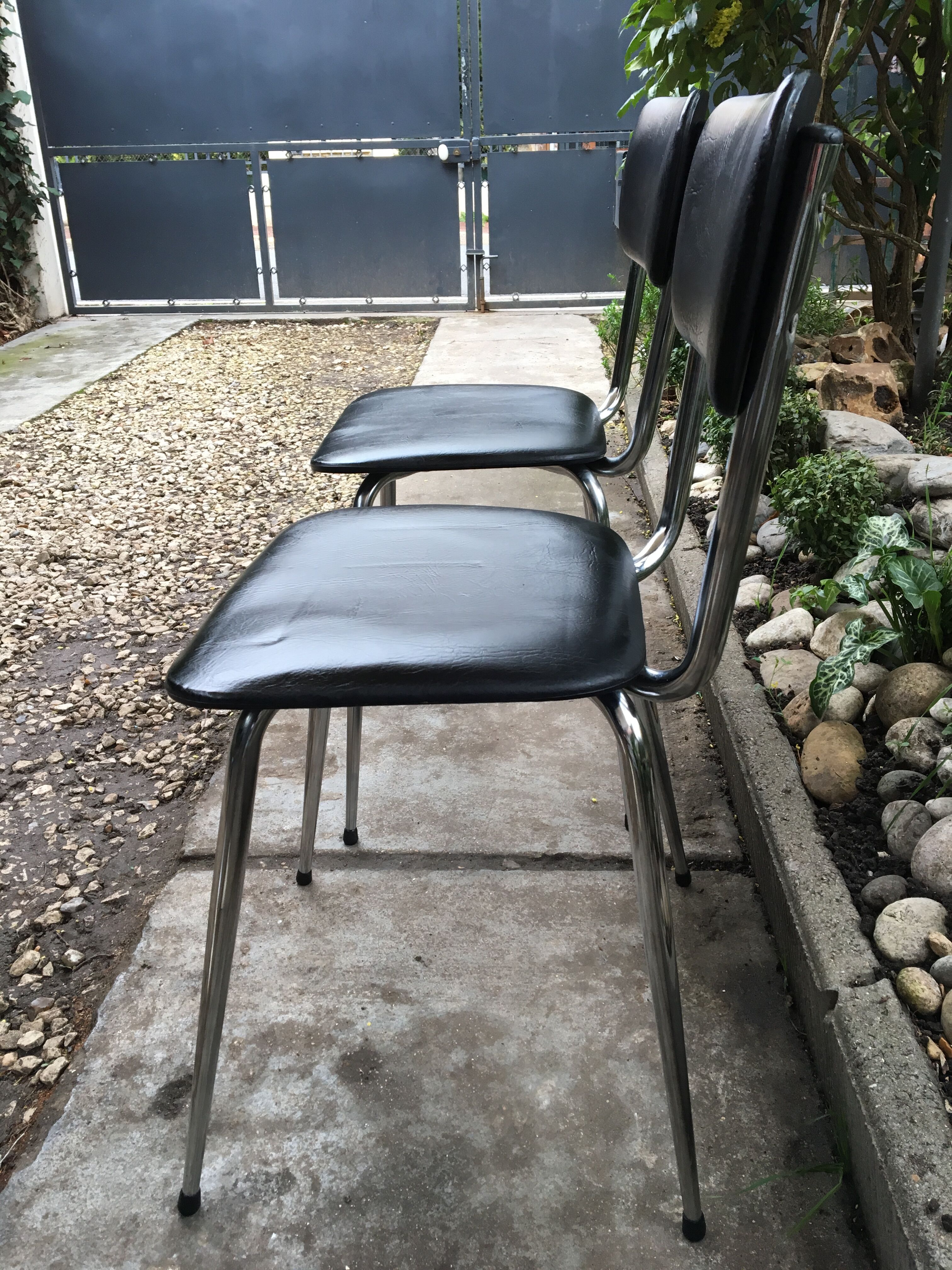 Vintage chrome and leatherette chairs