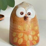 Vintage enameled stoneware owl money box