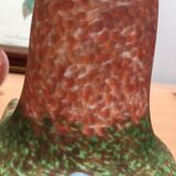 Two speckled glass paste tulips tones red and green on the bottom border