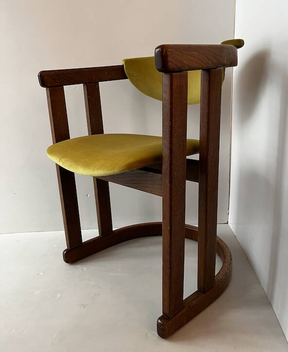 Art Deco armchair in wood and velvet