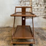 1960s Midcentury Modern Wooden Folding Serving Cart