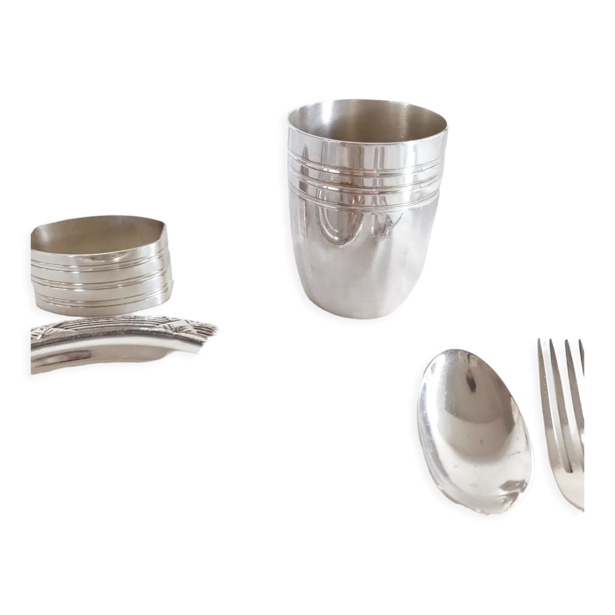 Set of timpani baptism silver metal vintage