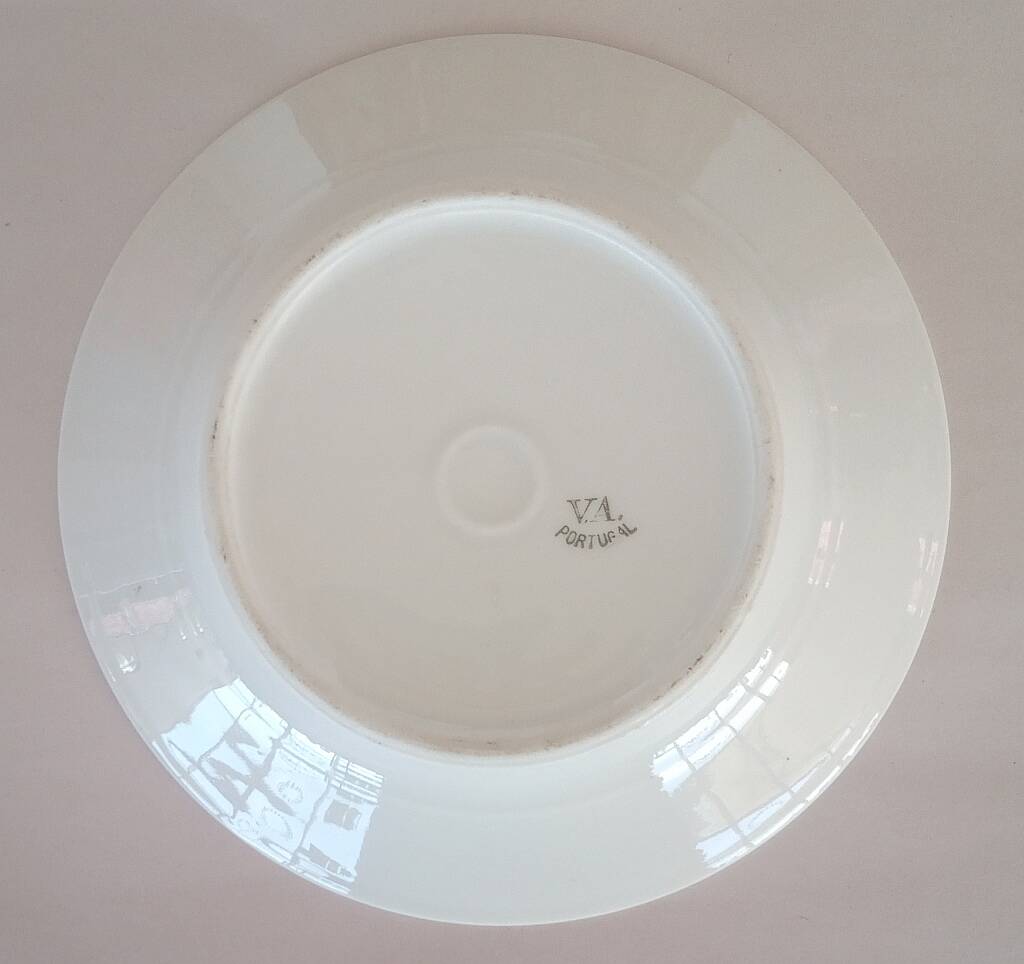 Vintage Vista Alegre 4 Dessert Porcelain Plates Hand Painted with Pink Rose